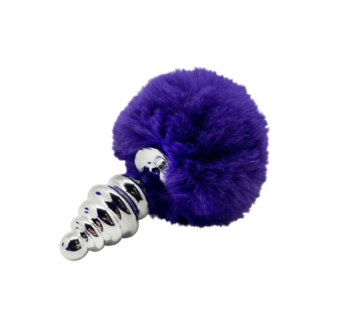 Анальная пробка Metal Anal Fluffly Twist Plug S с фиолетовым хвостиком Анальная пробка Metal Anal Fluffly Twist Plug S с фиолетовым хвостиком