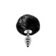 Заказать Серебристая анальная пробка с черным хвостиком Metal Anal Fluffly Twist Plug S