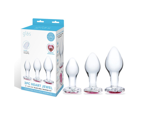 Заказать Набор из 3 стеклянных анальных пробок Heart Jewel Plug Set Заказать Набор из 3 стеклянных анальных пробок Heart Jewel Plug Set