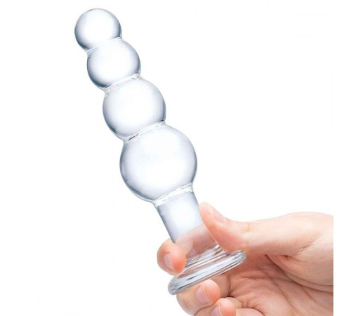 Прозрачная анальная пирамида 7,25  Beaded Butt Plug - 17 см.