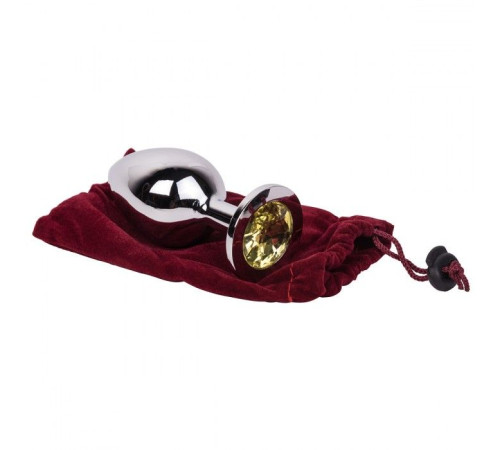 Большой стальной плаг с желтым кристаллом Sweet Lemon - 9,5 см.