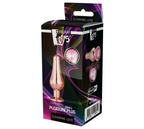 Золотистая анальная пробка с кристаллом Rose Gold Pleasure Plug S - 9 см.