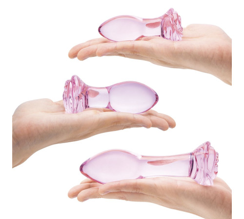 Набор из 3 стеклянных анальных пробок Rosebud Butt Plug Set Набор из 3 стеклянных анальных пробок Rosebud Butt Plug Set