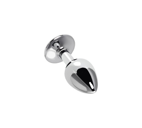 Серебристая анальная втулка с красной розочкой - 8 см.