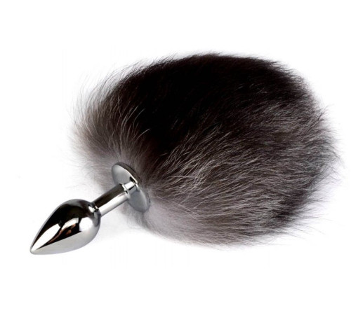 Серебристая анальная пробка с хвостом  Зайка