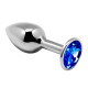 Заказать Серебристая анальная втулка с синим кристаллом Mini Metal Butt Plug Size S - 7 см.
