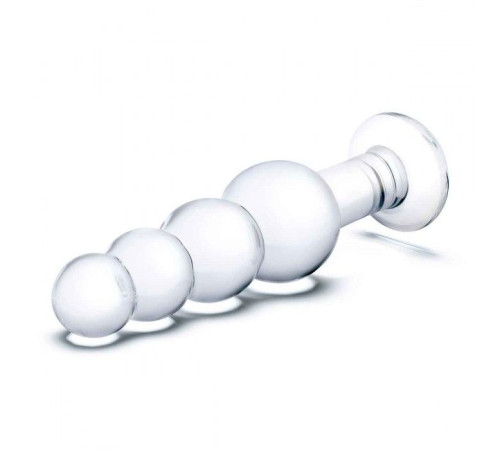 Прозрачная анальная пирамида 7,25  Beaded Butt Plug - 17 см.