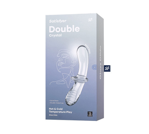 Прозрачный двусторонний стеклянный фаллоимитатор Satisfyer Double Crystal - 19,5 см.