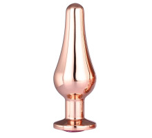 Золотистая анальная пробка с кристаллом Rose Gold Pleasure Plug S - 9 см.