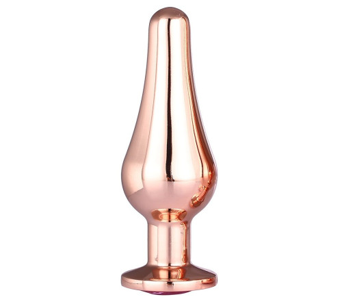 Золотистая анальная пробка с кристаллом Rose Gold Pleasure Plug S - 9 см.