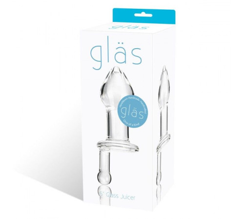 Прозрачный стеклянный анальный плаг с ручкой - 12 см.