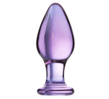 Фиолетовая стеклянная анальная пробка - 10 см.