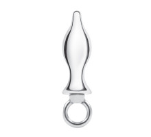 Металлический плаг с кольцом Stainless Steel Metal Tapered Butt Plug With Loop Hardware - 10 см.