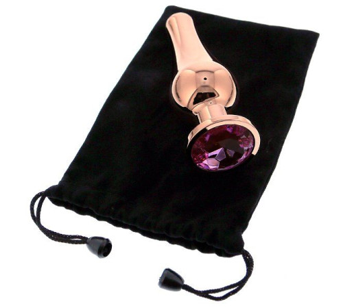 Золотистая анальная пробка с кристаллом Rose Gold Pleasure Plug S - 9 см.