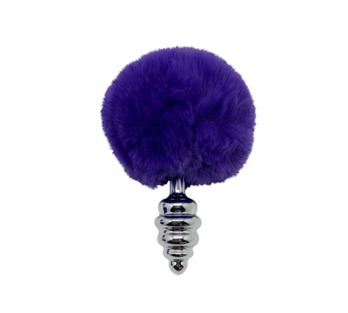 Анальная пробка Metal Anal Fluffly Twist Plug S с фиолетовым хвостиком Анальная пробка Metal Anal Fluffly Twist Plug S с фиолетовым хвостиком
