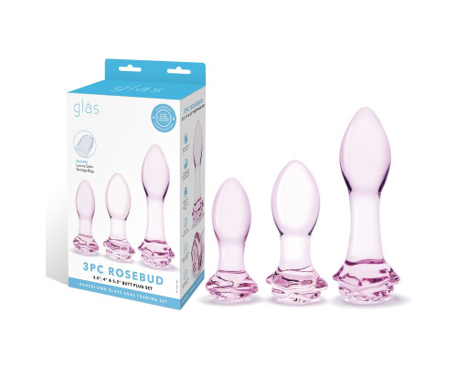 Заказать Набор из 3 стеклянных анальных пробок Rosebud Butt Plug Set Заказать Набор из 3 стеклянных анальных пробок Rosebud Butt Plug Set