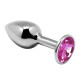 Заказать Серебристая анальная втулка с розовым кристаллом Mini Metal Butt Plug Size S - 7 см.