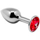 Заказать Серебристая анальная втулка с красным кристаллом Mini Metal Butt Plug Size S - 7 см.