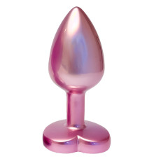 Розовая анальная пробка с кристаллом-сердцем Pearl Pink Plug Small
