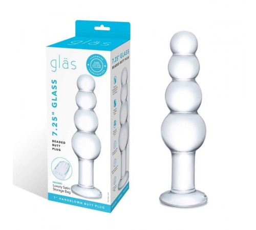 Прозрачная анальная пирамида 7,25  Beaded Butt Plug - 17 см.