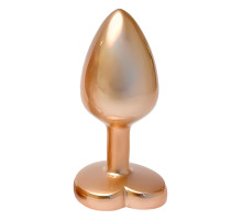 Золотистая анальная пробка с прозрачным кристаллом-сердцем Pearl Gold Plug Small