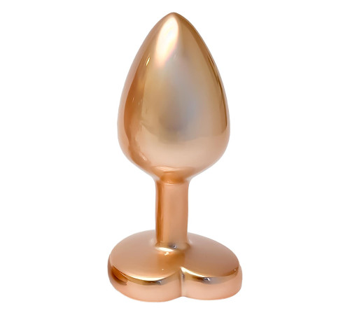 Золотистая анальная пробка с прозрачным кристаллом-сердцем Pearl Gold Plug Small