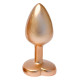 Золотистая анальная пробка с прозрачным кристаллом-сердцем Pearl Gold Plug Small