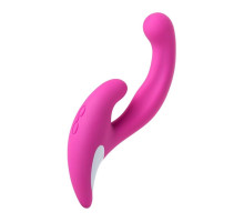 Розовый эргономичный вибратор для двойной стимуляции JOS JAVI - 22 см.