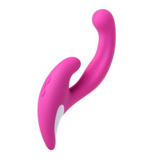 Розовый эргономичный вибратор для двойной стимуляции JOS JAVI - 22 см.