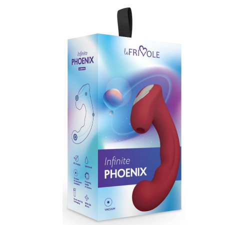 Бордовый вибратор Phoenix с вакуумной стимуляцией клитора - 18 см.