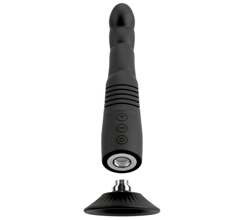 Черный вибратор с поступательными движениями G and P-Spot Thrusting Vibrator - 23 см.