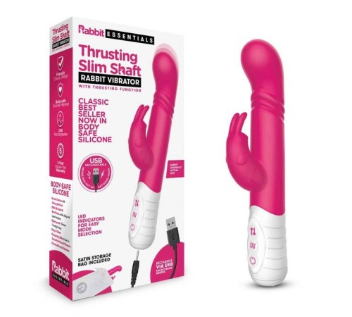 Розовый массажер для G-точки Slim Shaft thrusting G-spot Rabbit - 23 см.