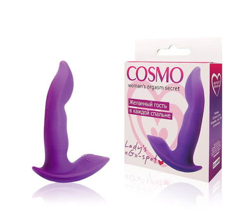Фиолетовый силиконовый вибромассажер  Cosmo - 9,5 см.