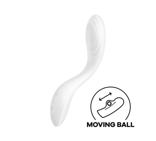 Белый вибромассажер Rrrolling Pleasure с движущимся шариком - 23 см. Белый вибромассажер Rrrolling Pleasure с движущимся шариком - 23 см.