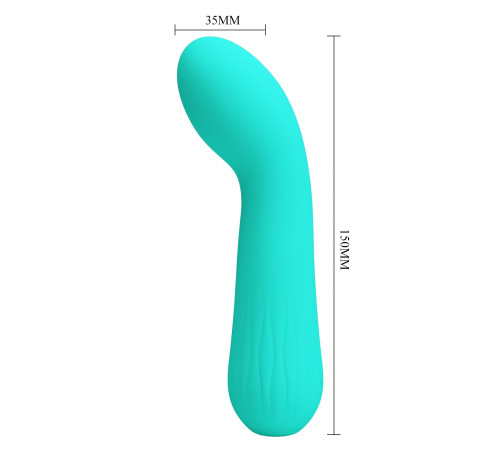 Бирюзовый изогнутый вибратор Faun - 15 см.