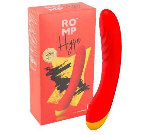 Красный изогнутый вибромассажер Romp Hype G-Spot - 21 см. Красный изогнутый вибромассажер Romp Hype G-Spot - 21 см.