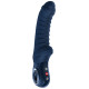 Синий вибратор Tiger с ребрышками - 22,5 см.