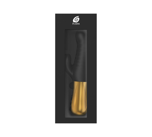 Черный вибратор с возвратно-поступательными движениями Big Thrust Rabbit - 23 см.