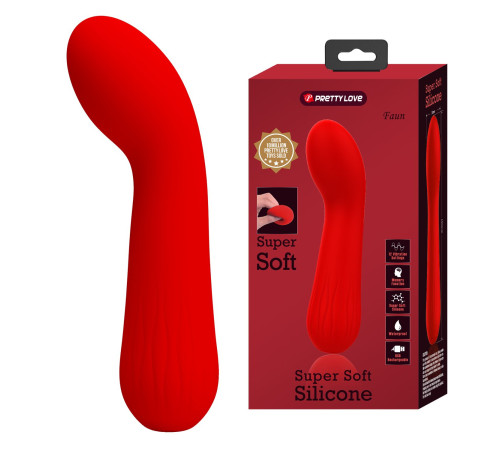 Красный гнущийся вибратор Faun - 15 см.