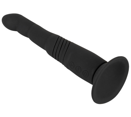 Черный вибратор с поступательными движениями G and P-Spot Thrusting Vibrator - 23 см.