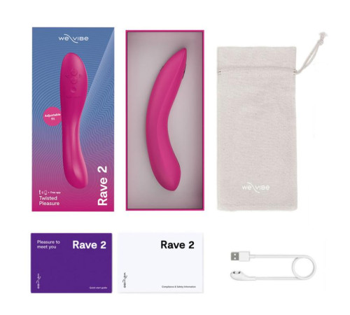 Розовый изогнутый вибромассажер We-Vibe Rave 2 - 21,7 см.