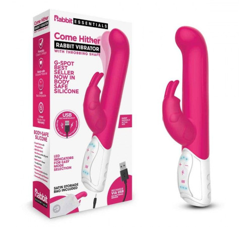 Розовый вибромассажер для G-точки Come hither G-Spot Rabbit - 24,5 см.