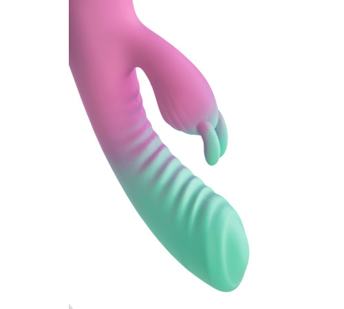 Мятно-розовый вибратор для точки G с клиторальным отростком Orchid - 21 см.