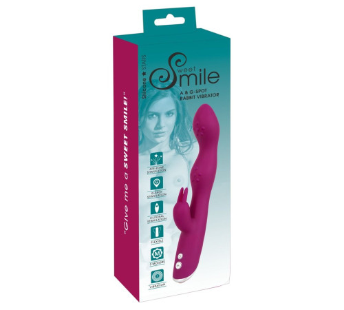 Фиолетовый вибратор A   G-Spot Rabbit Vibrator для стимуляции зон G и A - 23,6 см.