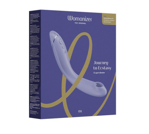 Сиреневый стимулятор G-точки Womanizer OG c технологией Pleasure Air и вибрацией - 17,7 см.