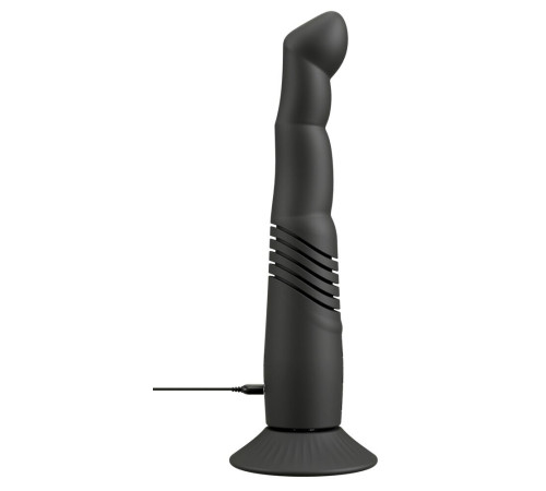 Черный вибратор с поступательными движениями G and P-Spot Thrusting Vibrator - 23 см.