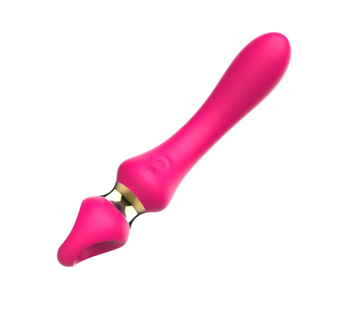 Розовый изогнутый вибромассажер Moon Vibrator - 21,1 см.