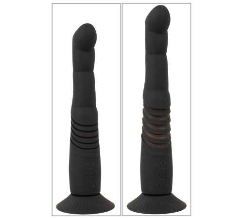 Черный вибратор с поступательными движениями G and P-Spot Thrusting Vibrator - 23 см.