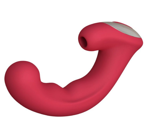 Бордовый вибратор Phoenix с вакуумной стимуляцией клитора - 18 см.
