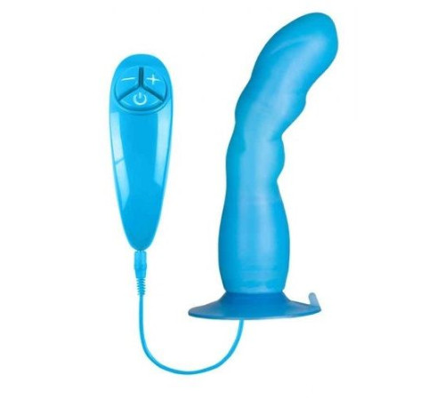 Голубой вибратор для G-точки BUNNY ICY - 18 см.